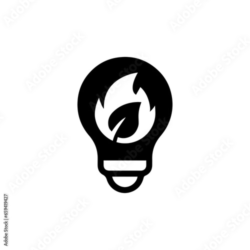 Simple light bulb Biofuel icon. Renewable energy and green environment. electricity generated by biogas concept