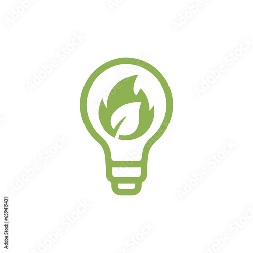 Simple light bulb Biofuel icon. Renewable energy and green environment. electricity generated by biogas concept