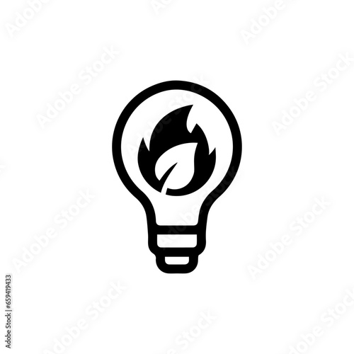 Simple light bulb Biofuel icon. Renewable energy and green environment. electricity generated by biogas concept