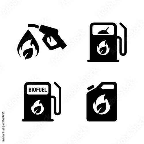 Simple set of Biofuel icons. Renewable energy and green environment. Biogas concept