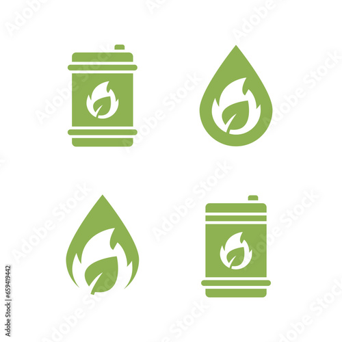Simple set of Biofuel icons. Renewable energy and green environment. Biogas concept