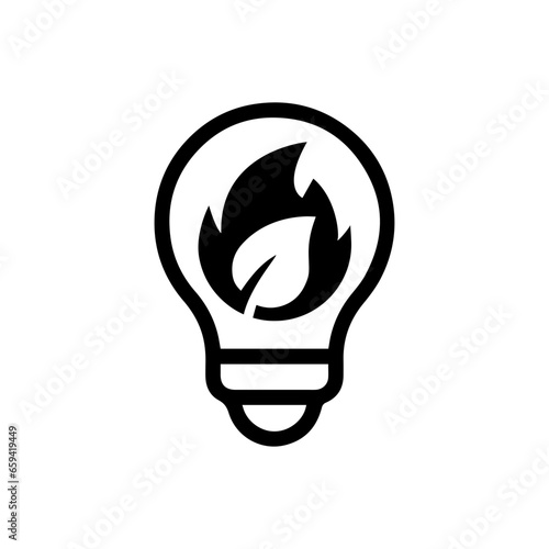 Simple light bulb Biofuel icon. Renewable energy and green environment. electricity generated by biogas concept