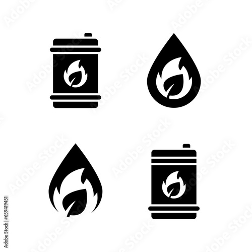 Simple set of Biofuel icons. Renewable energy and green environment. Biogas concept