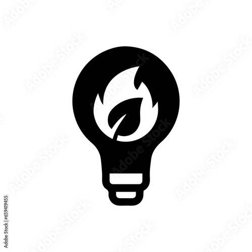 Simple light bulb Biofuel icon. Renewable energy and green environment. electricity generated by biogas concept