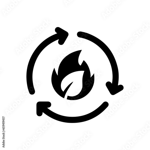Simple icon of Biogas. Renewable energy and green environment.