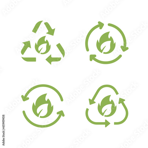 Simple Set icons of Biogas. Renewable energy and green environment.