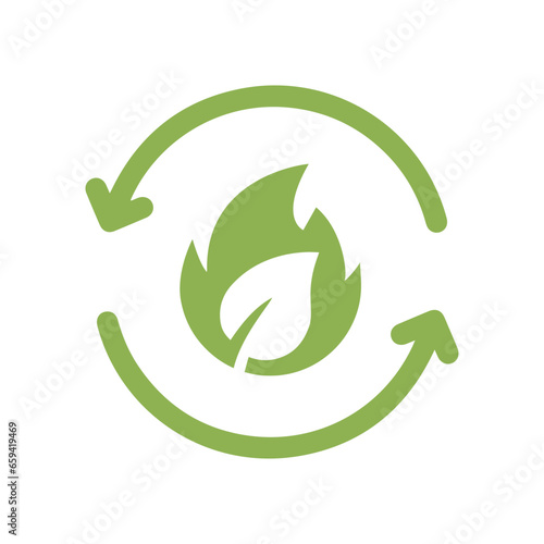 Simple icon of Biogas. Renewable energy and green environment.