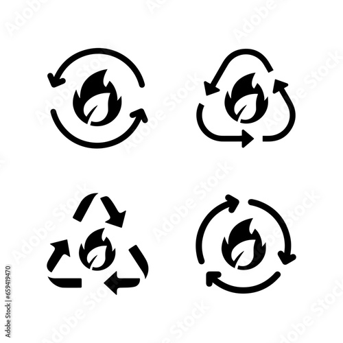 Simple Set icons of Biogas. Renewable energy and green environment.