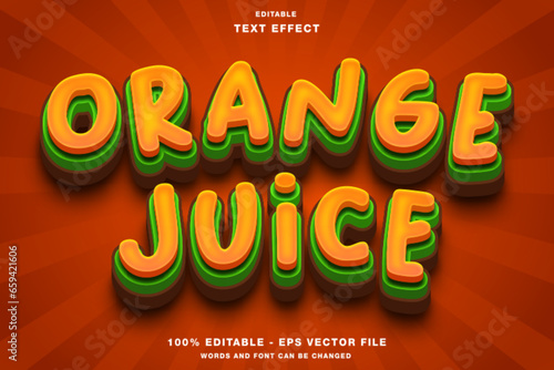 Orange juice text style effect template editable