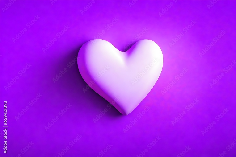 White heart on a purple neon background. Valentine day concept. Trendy design background. Square