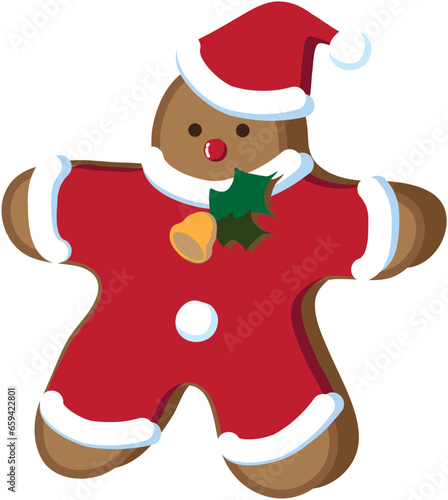 Christmas gingerbread cookies. Holiday treat biscuits, gingerbread man, xmas fir tree and present box vector illustration set. Santa gingerbread biscuits. Gingerbread homemade to holiday decoration