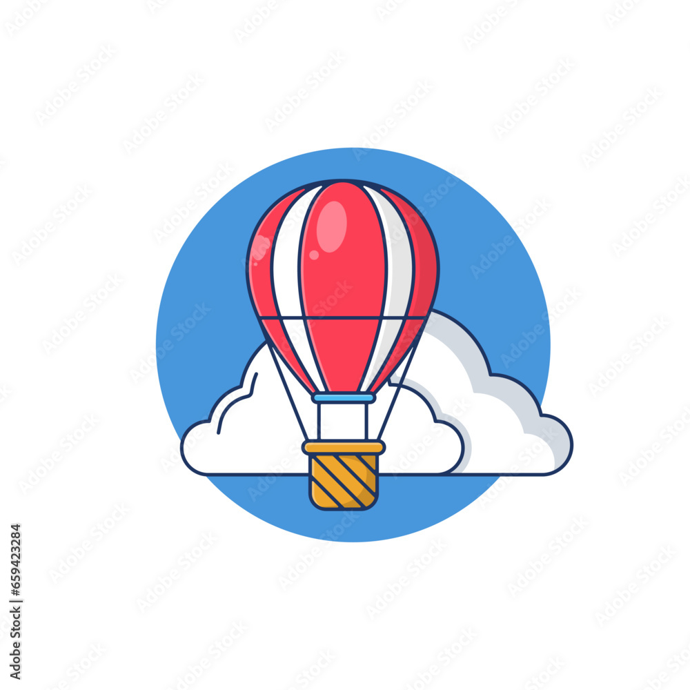 Fototapeta premium Hot air balloon with cloud vector illustration.