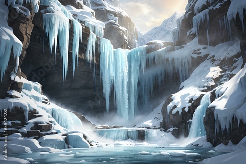 waterfall in winter, Generative AI