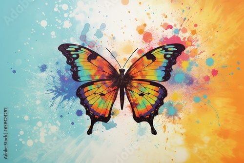 Colorful butterfly on abstract background. Generative AI