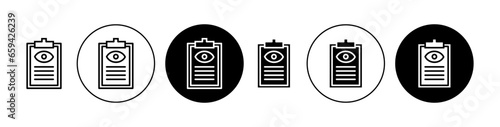 Eye test document Line Icon Set. Eye exam vector symbol for UI designs.