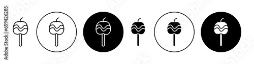 Caramelized apple candy Line Icon Set. Fruit caramel toffee vector symbol for UI designs.