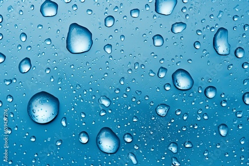 Background with blue droplets of condensation. Generative AI
