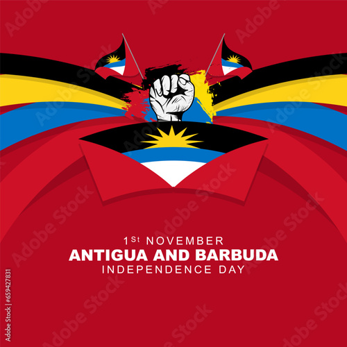 Antigua and Barbuda independence day is celebrated every year on November 1, design with antigua flag. Vector illustration