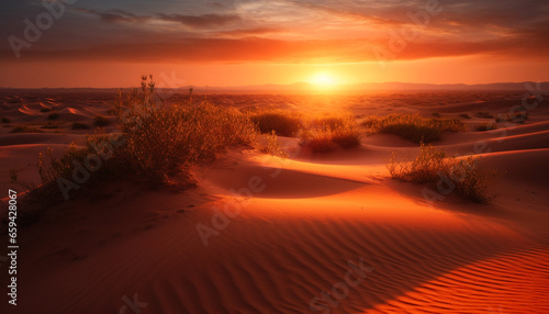 Tranquil sunset over arid African landscape, a beauty in nature generated by AI