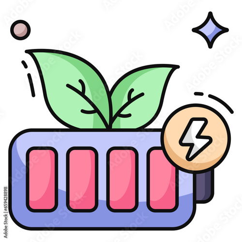 A flat design icon of mobile battery