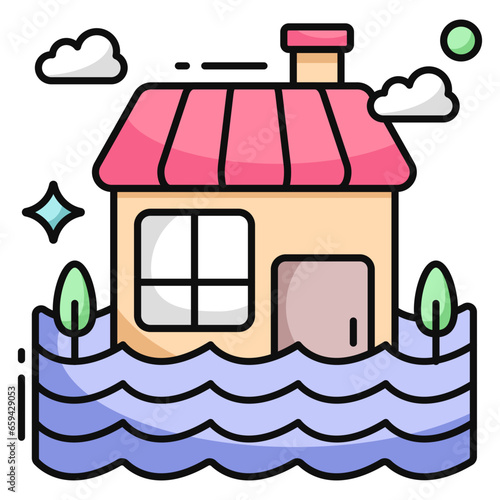 Flood icon in flat design isolated on white background 