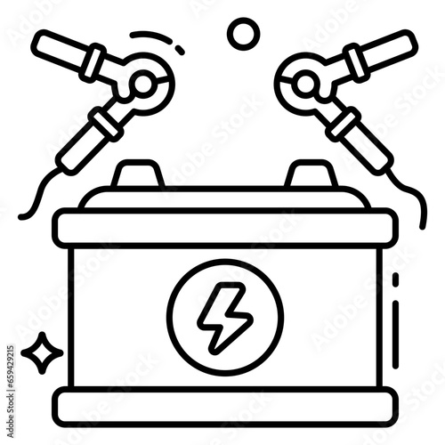 Car battery icon in flat design