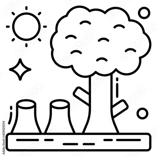 A premium download icon of trees cutting, deforestation 