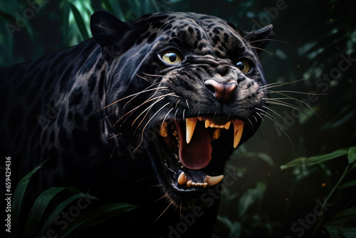 Portrait of a black panther close up © pilipphoto
