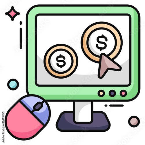 Conceptual flat design icon of pay per click