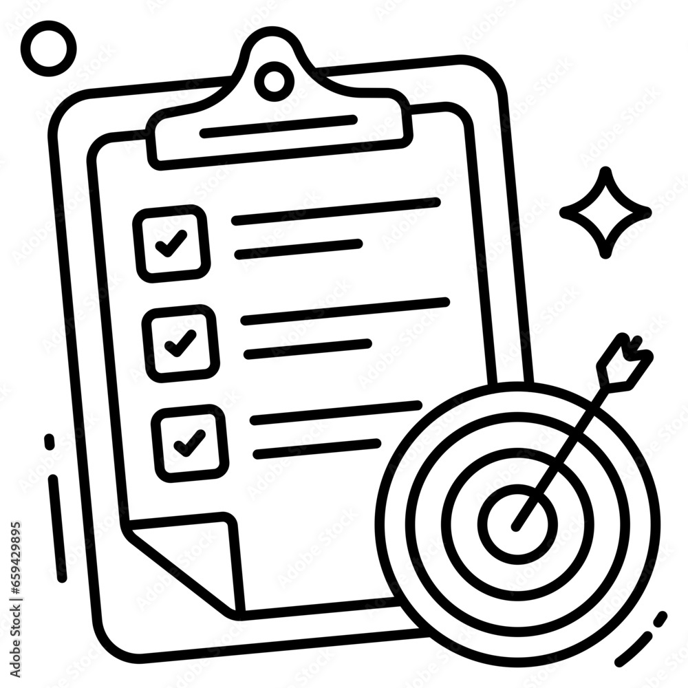 Checklist with dartboard, icon of target list Stock Vector | Adobe Stock