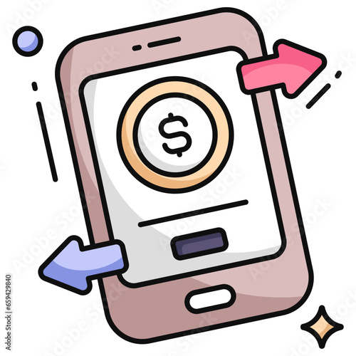 A premium download icon of mobile money transfer 