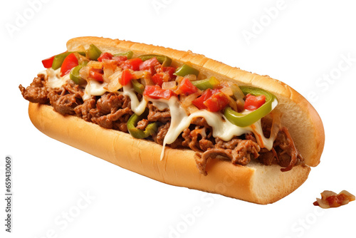 Philly Cheesesteak isolated on transparent background, Generative Ai