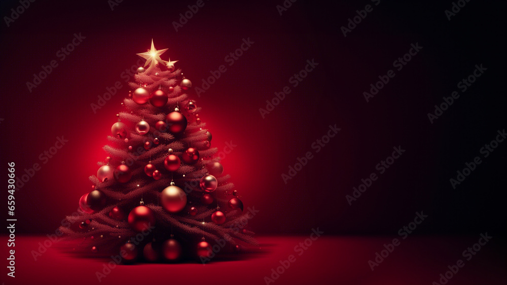 Albero di Natale su Sfondo Rosso Albero di Natale su Sfondo Rosso