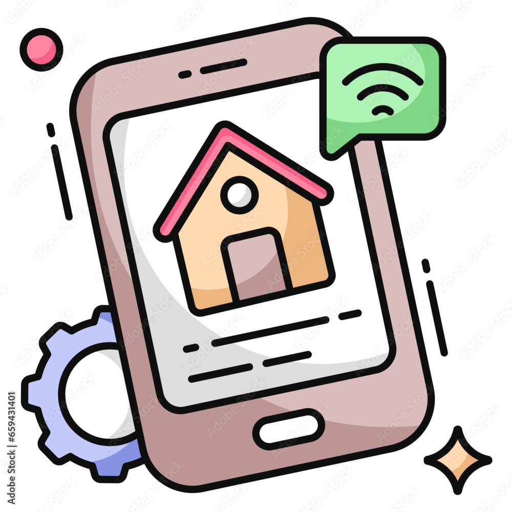 Conceptual flat design icon of mobile real estate Conceptual flat design icon of mobile real estate