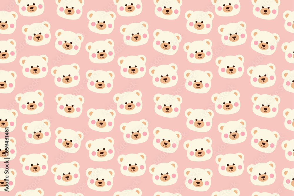 Seamless pattern with vector kawaii cute bear for kids, baby, children Seamless pattern with vector kawaii cute bear for kids, baby, children