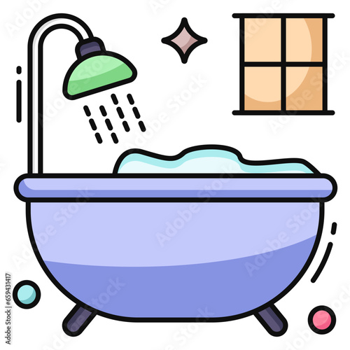 Trendy vector design of bathtub
