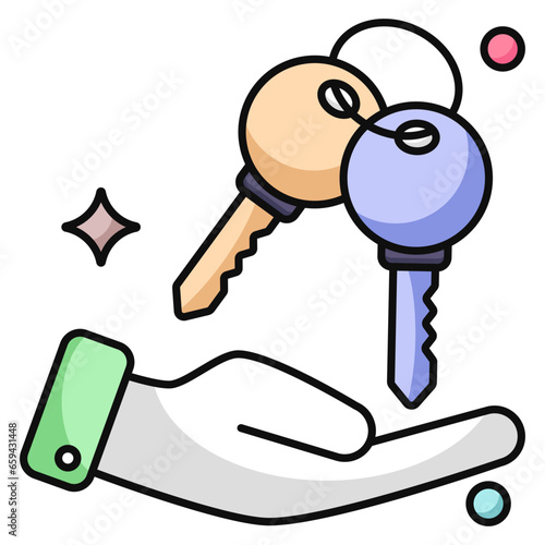 Conceptual flat design icon of home key