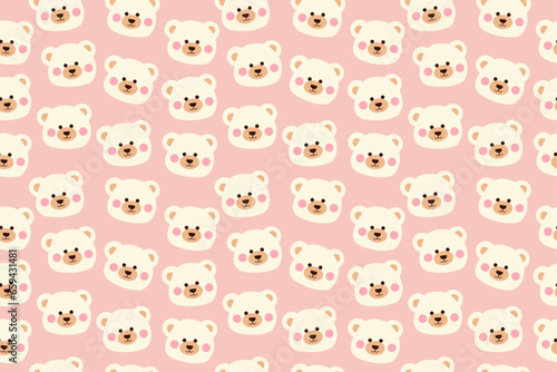 Seamless pattern with vector kawaii cute bear for kids  baby  children
