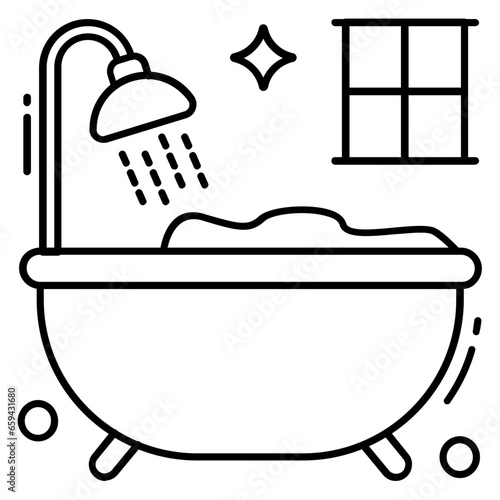 Trendy vector design of bathtub