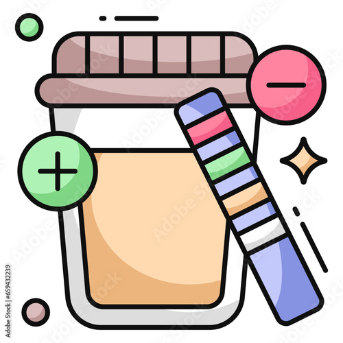 A flat design icon of urine test