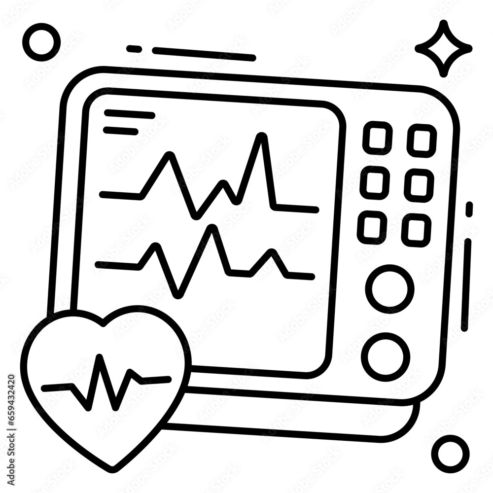 A unique design icon of ecg monitor A unique design icon of ecg monitor