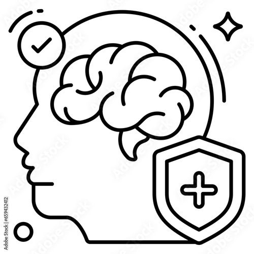 A flat design icon of brain