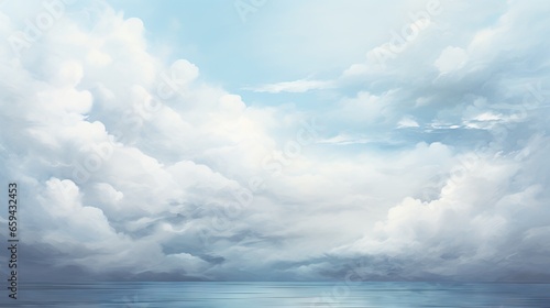  a painting of a cloudy sky over a body of water. generative ai