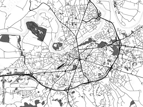Greyscale vector city map of  Albi in France with with water  fields and parks  and roads on a white background.