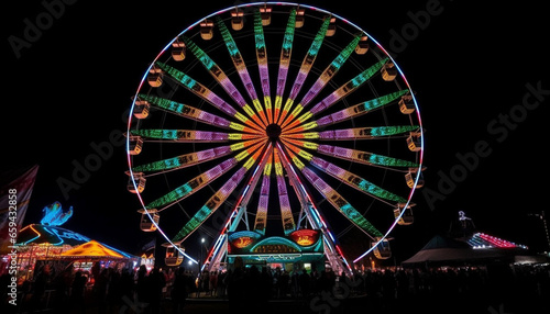 Spinning wheel of joy at carnival celebration generated by AI
