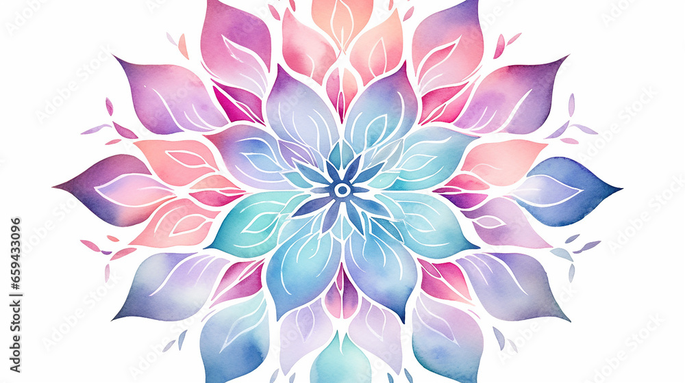 delicate watercolor flower mandala isolated on white background delicate watercolor flower mandala isolated on white background