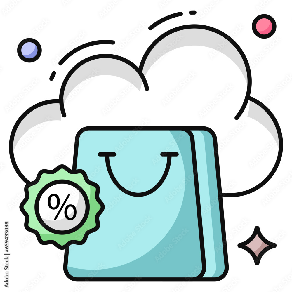 Trendy design icon of cloud shopping discount Trendy design icon of cloud shopping discount