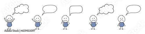 Funny stickman with empty speech bubbles. Vector