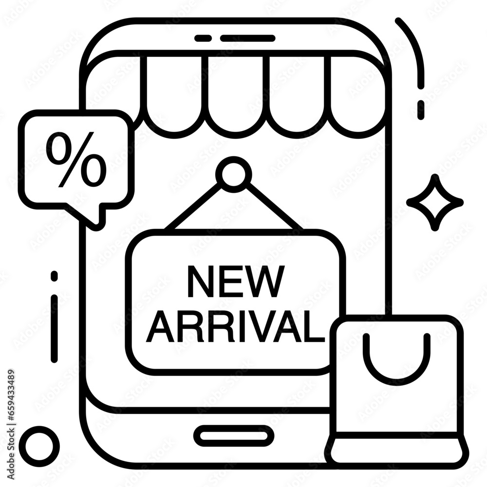 A flat design icon of mobile new arrival A flat design icon of mobile new arrival