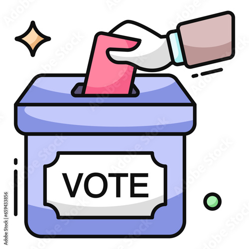 Conceptual flat design icon of ballot box